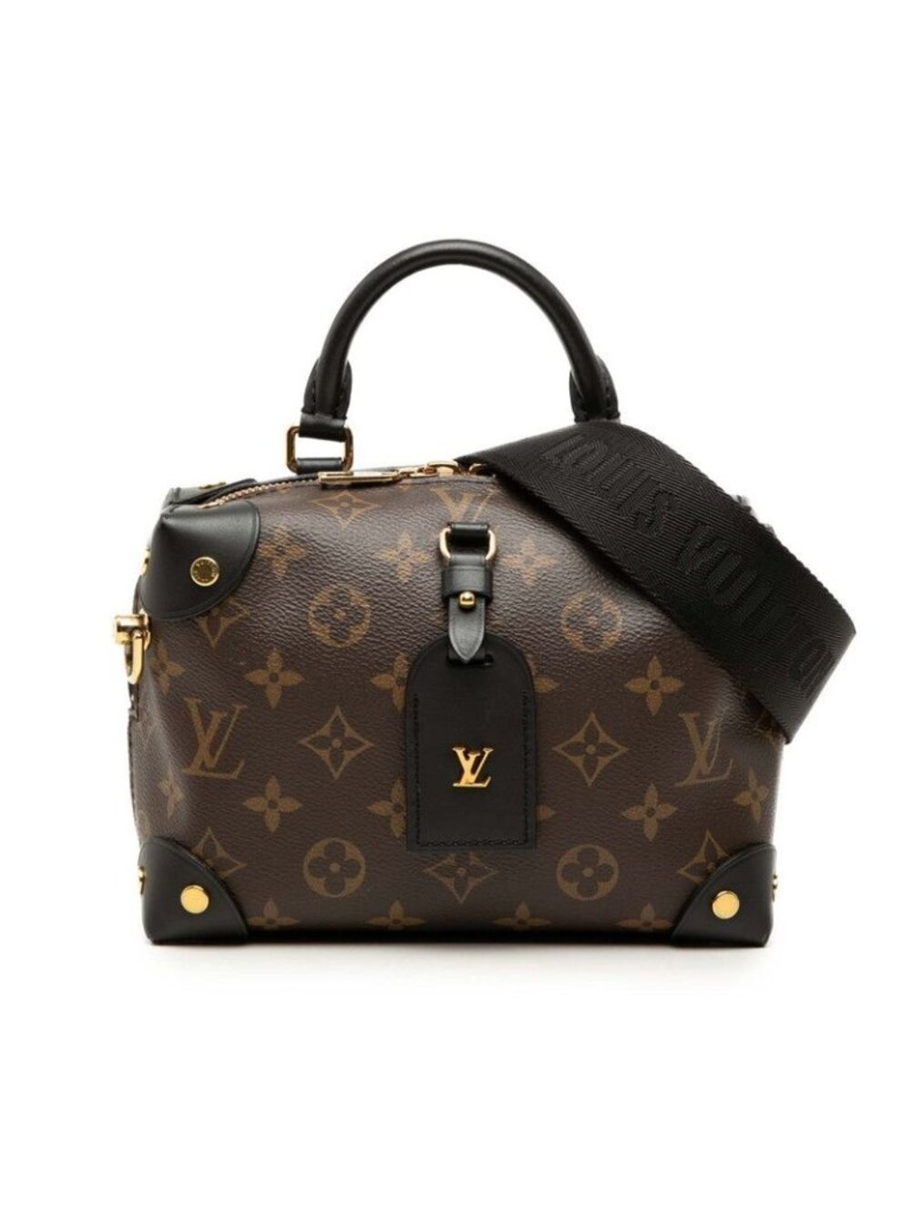 Louis Vuitton Monogram Petite Malle Souple 2-Way Shoulder Bag Brown Leather